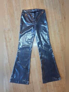 Bisou Bisou Shimmering Silver Black Metallic Pants
